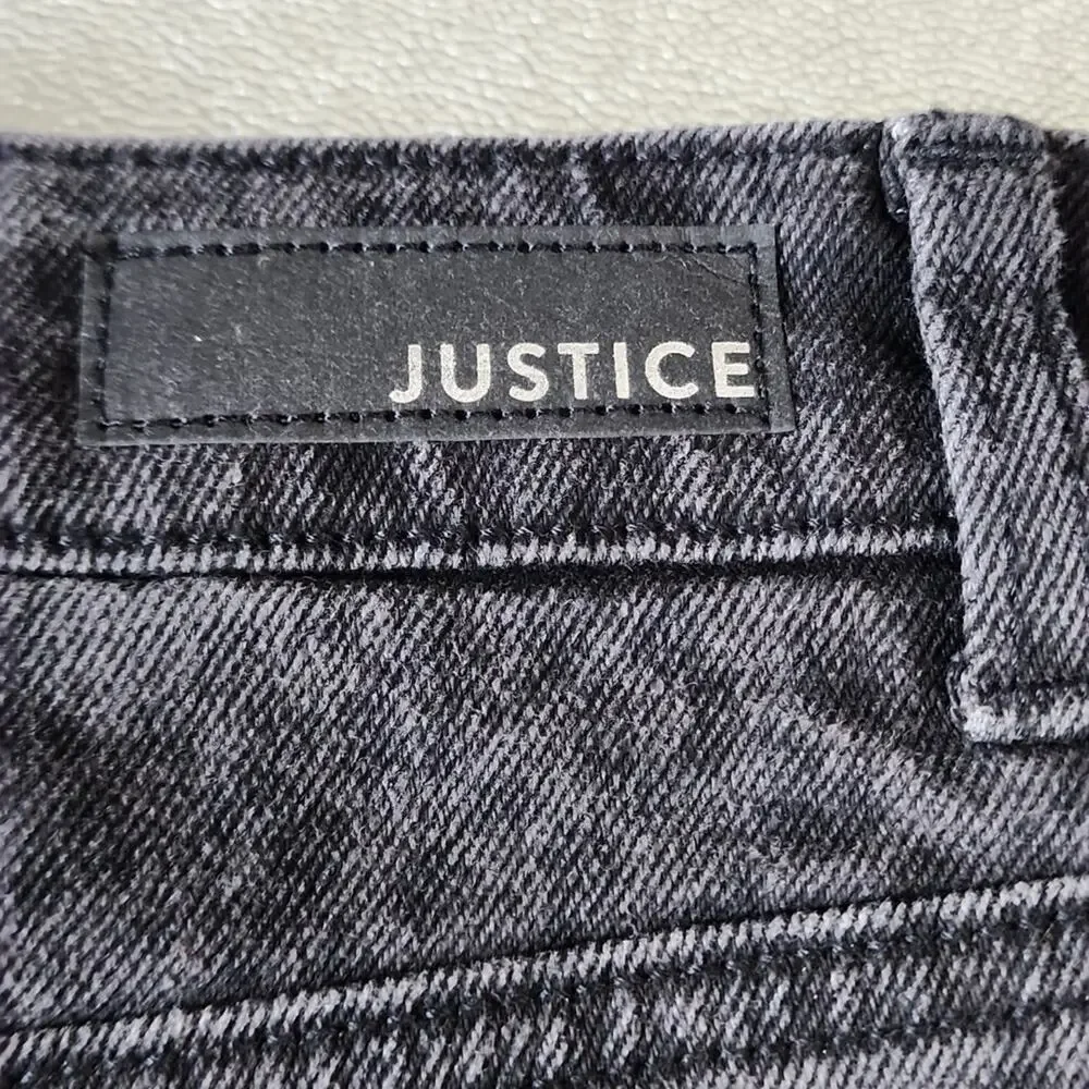 Justice Black/Gray Animal Print Denim Skirt, NWT